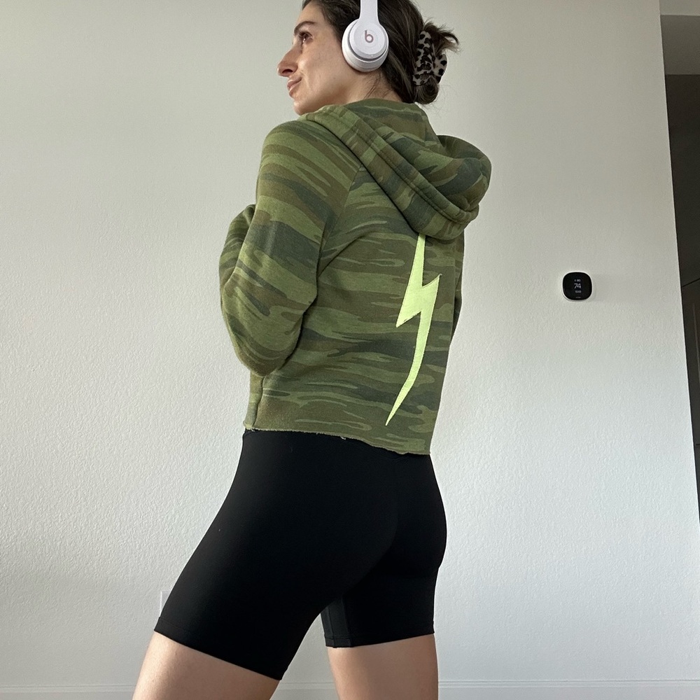 Aviator Nation cropped hoodie sweatshirt, sz S